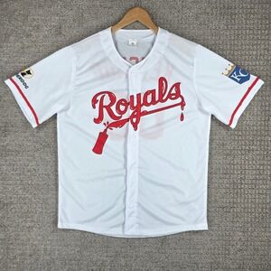 Kansas City Royals Hot Dog Derby Ketchup Baseball Jersey Mens XL White MLB